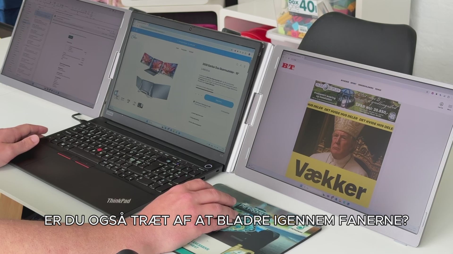 Indlæs video: S800 Bærbar Duo Skærmudvider - 15,6"