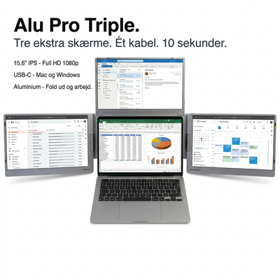 Alu Pro Tragbarer Tripple-Bildschirmerweiterer - 15,6"